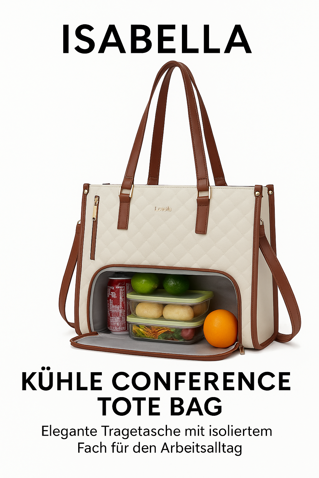 Isabella Kühltasche – Elegante Lunch & Laptop Tote für Damen