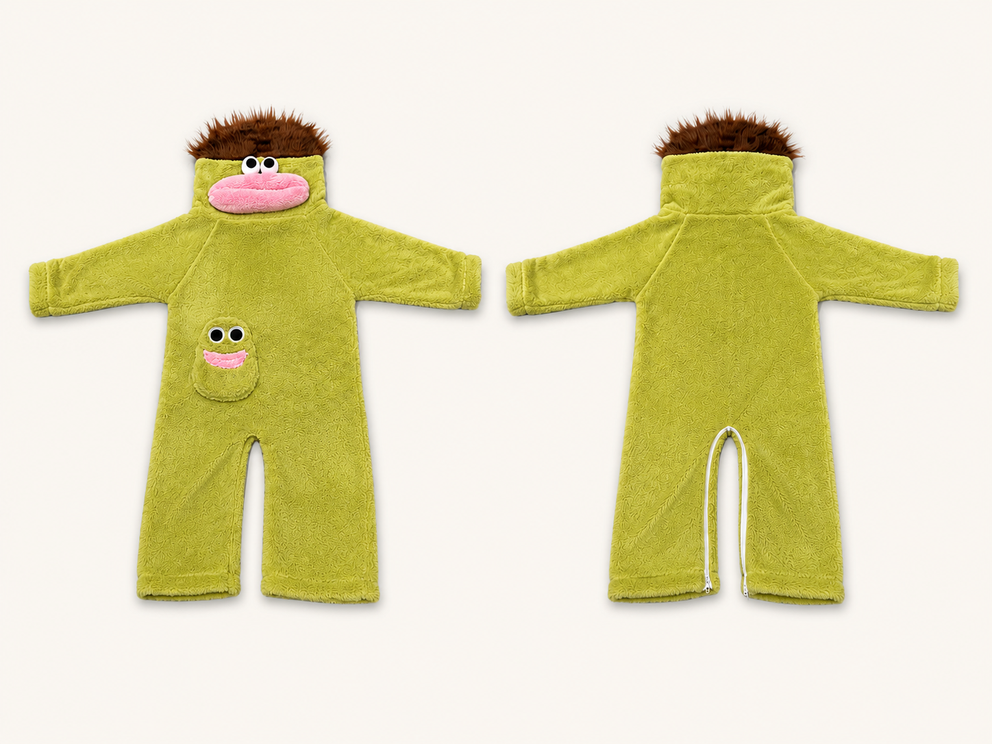 CozyDay Mini Mossy – Vorder- und Rückansicht mit echtem Reißverschluss