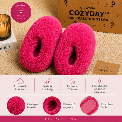 Glowana CozyDay Plush Slippers in Berry Pink